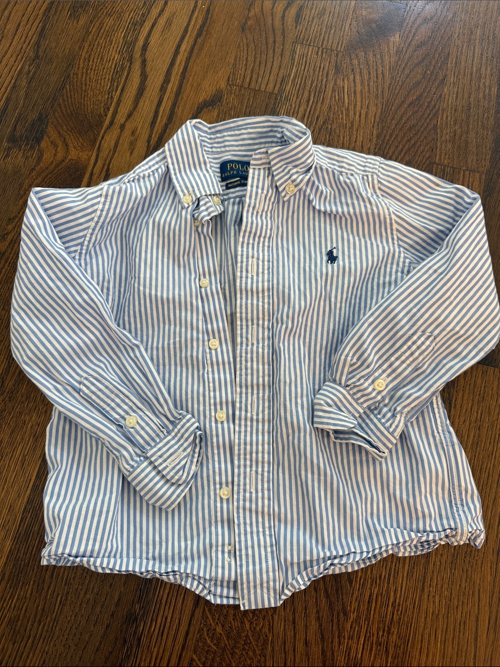Polo Ralph Lauren Bots Blue and White Striped Poplin Shirt